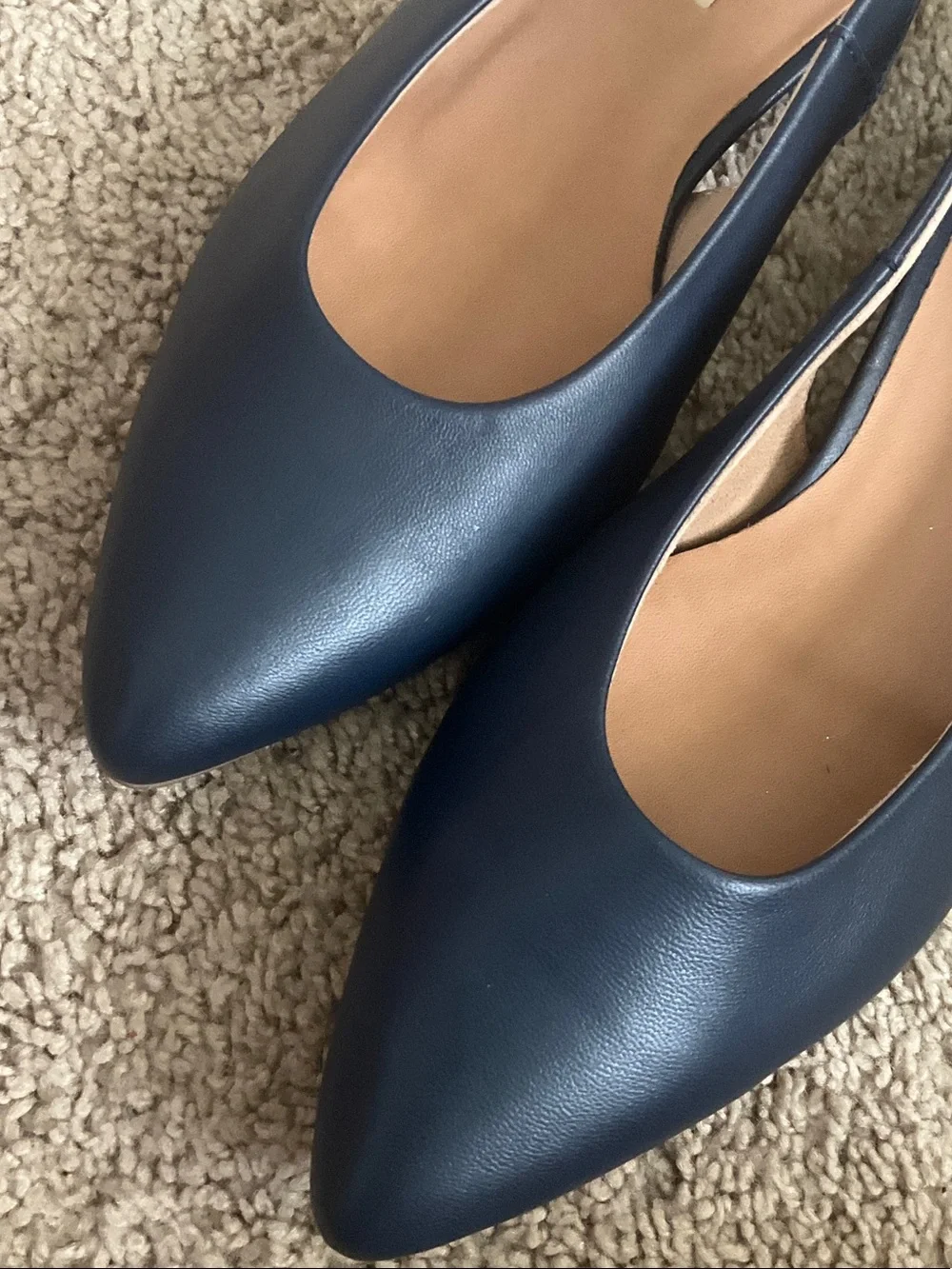 Paul Green Navy Pointed Slingback Flats